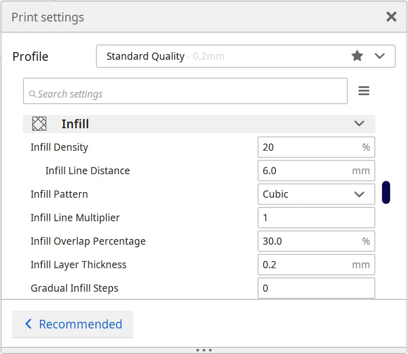 Cura Infill Settings