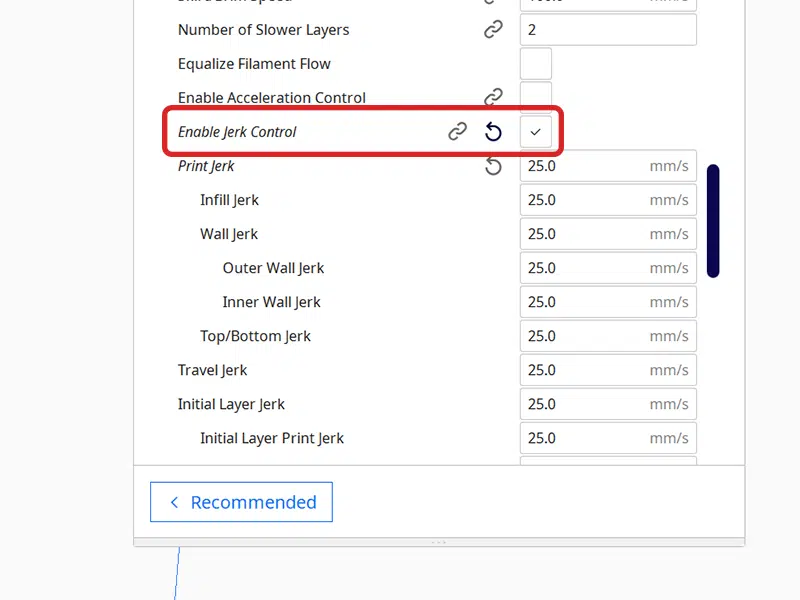 Enable jerk control 3D printer